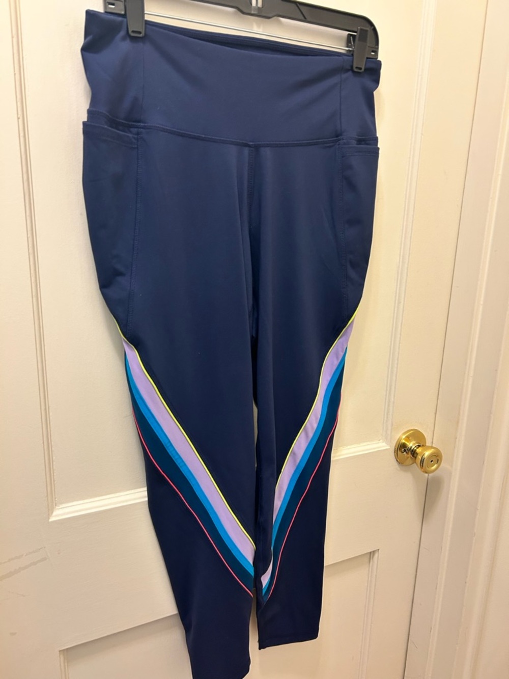 Livi Active Lane Bryant Navy High-Waist Leggings with Multicolor Panels